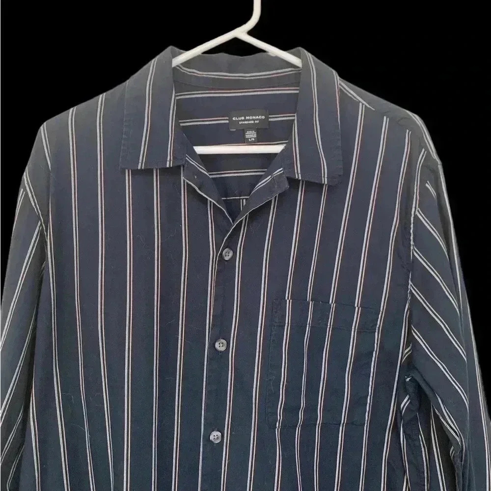 Club Monaco men’s navy button-down shirt, standard fit, 100% cotton